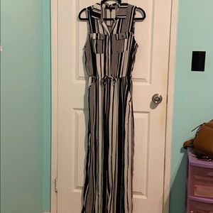 Black and White Stripped Jumpsuit